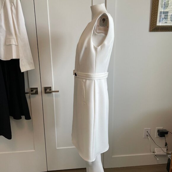 Judith & Charles Sleeveless Boat Nk Split V Fit & Flare Lined Dress White Sz 10 - Picture 7 of 16